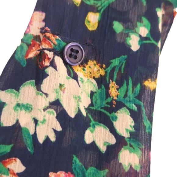 Womens Mossimo navy floral sheer long sleeve top size Small. - Picture 12 of 16